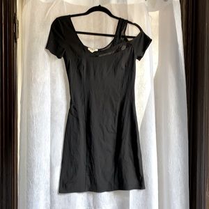 Helmet Lang open shoulder mini dress with cutouts